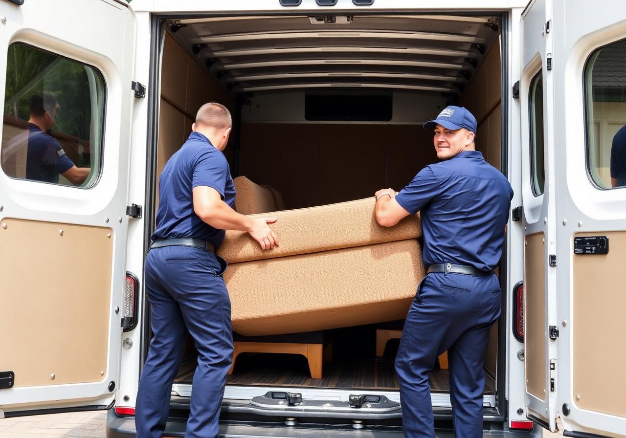 Movers loading furniture