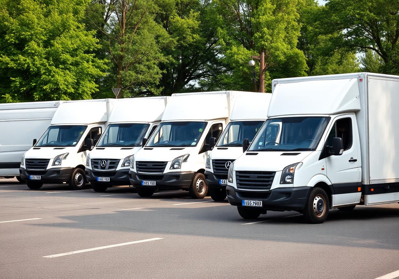 Fleet of clean moving vans