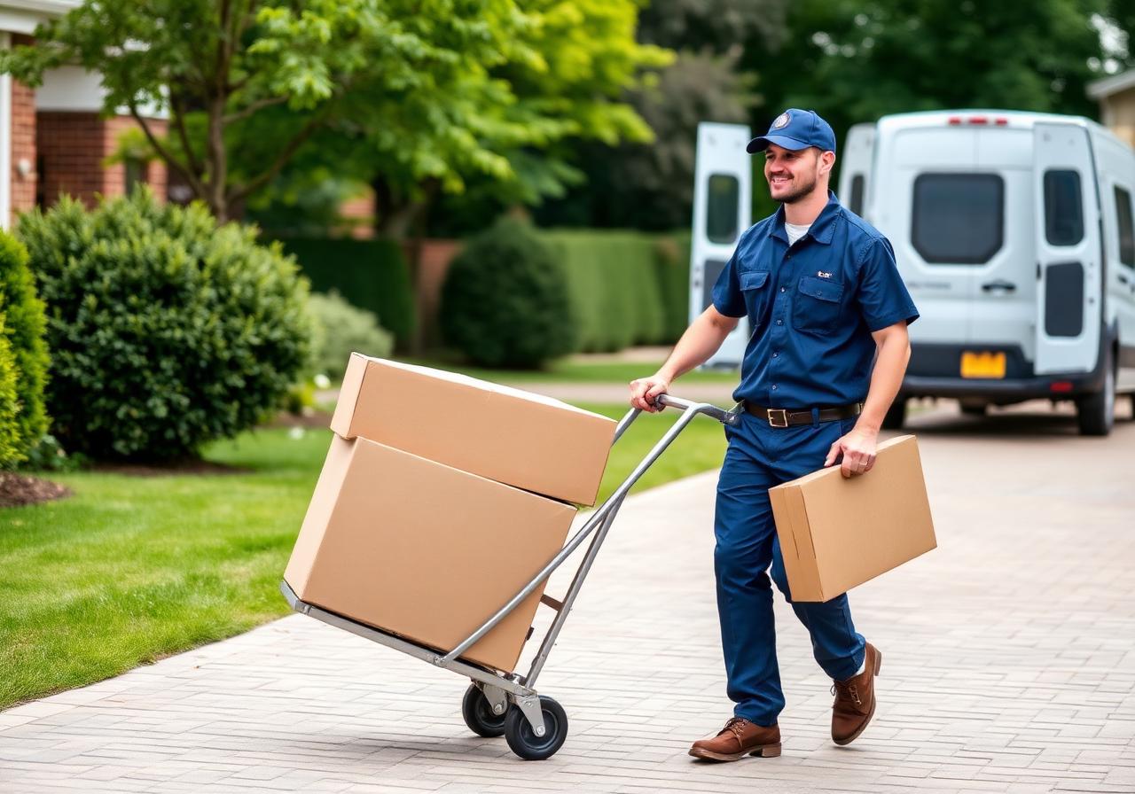 Mover with trolley of boxes