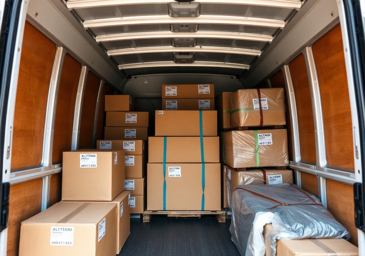 Neatly packed van interior