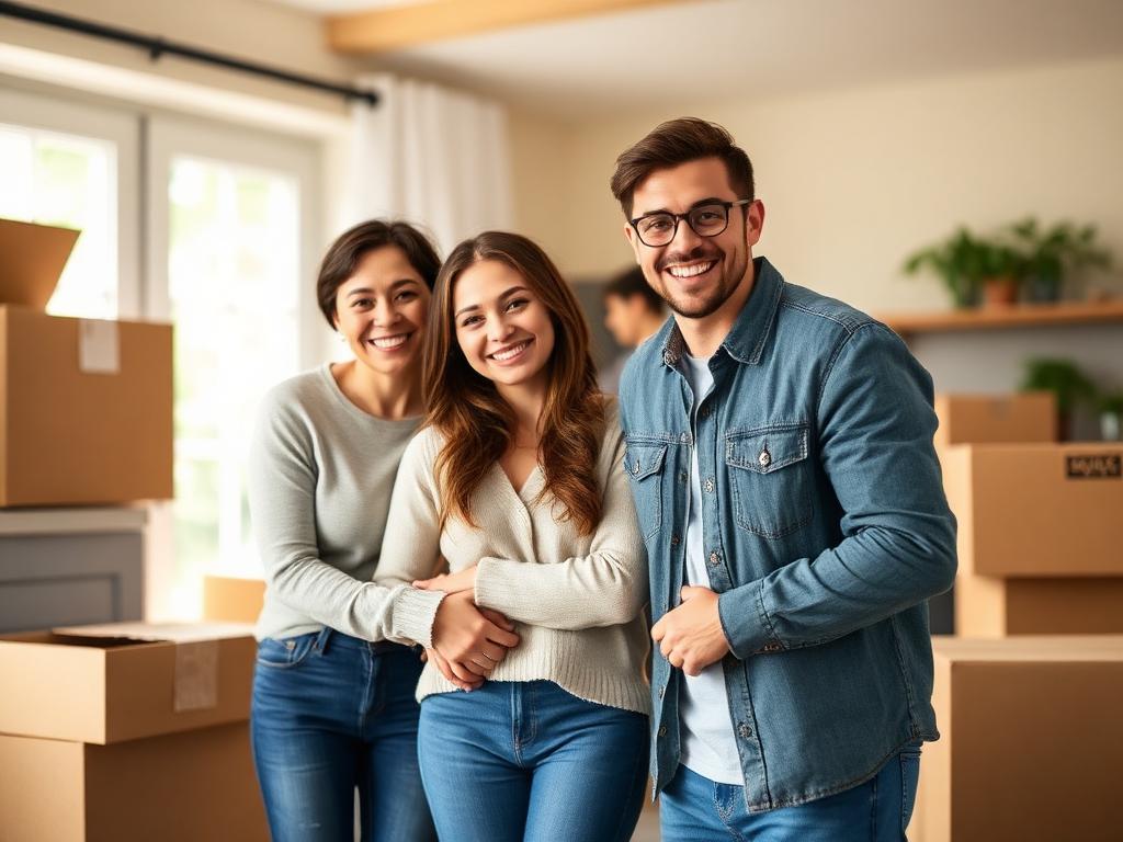 Family in new home